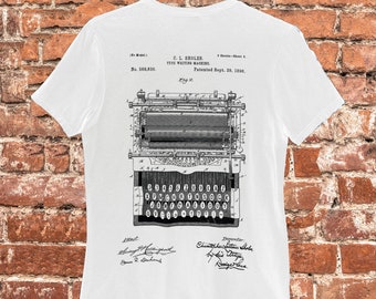 Typewriter Patent, Vintage Typewriter, Gift For Writers, Writer Shirt, Antique Typewriter, Writers Gift, Writing Shirt, BL Text