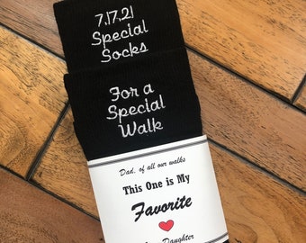 Father of the Bride socks Custom Embroidered, Special Socks for a Special Walk Wedding Socks with Socks Label, Father of the Bride Gifts