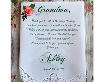 Grandma Handkerchief gift from the Bride-Weddings-PRINT-CUSTOMIZED-Wedding Hankies-Grandmother Gift-Grandma Hankerchief-Bride GiftChoCA[A10]