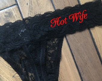 Hot wife black lace Anniversary Undies, Valentines gift for her Panties, Honeymoon Lingerie, Bachelorette gift for bride