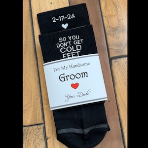 So You Don't Get Cold Feet Embroidered Groom Socks, Groom Wedding Gift Personalized, Custom EMBROIDERY