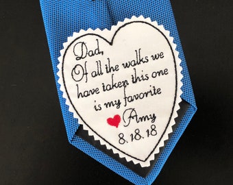 Father of Bride Gift Of all the walks,Custom Tie Patch,Embroidered,iron on option Wedding Tie Patch Personalised Heart Tie Patch