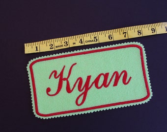 Embroidered Name patch: 8x4 inches, many color choices, iron-on or sew-on