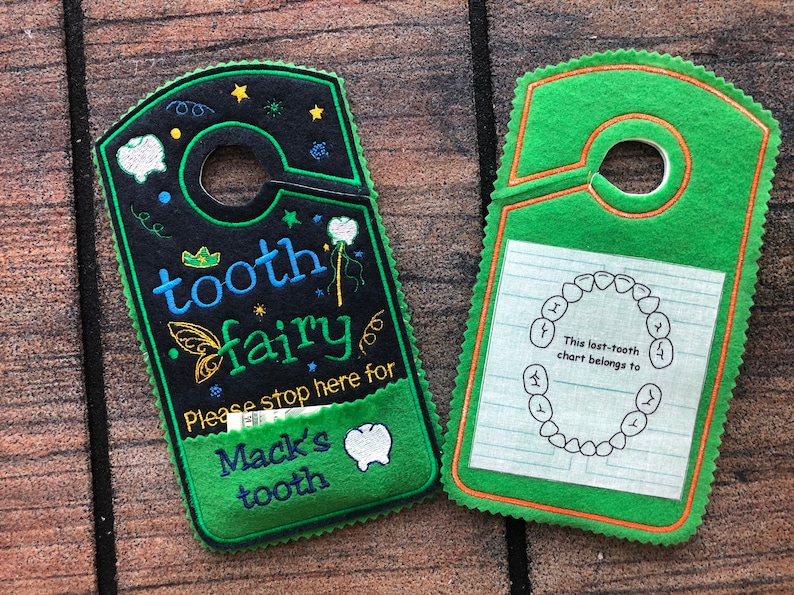 Tooth Fairy Door Hanger Personalized Tooth Pocket Please Etsy