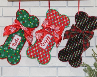 Christmas Dog Stocking Personalized, custom Handmade Pet Stocking for Puppies, christmas dog bone stocking