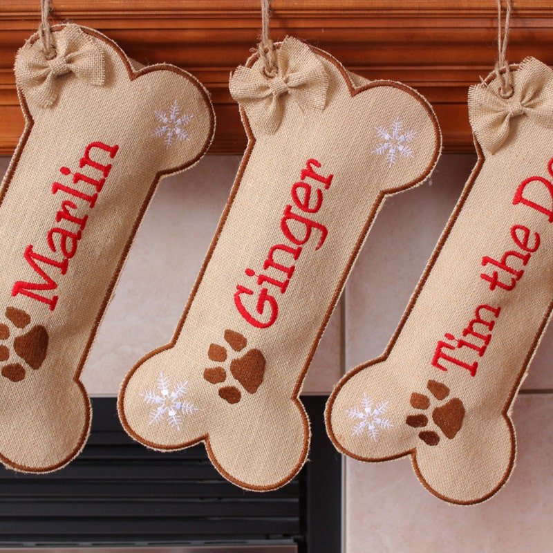 Dog stocking Christmas, Bone Stocking for Dog,personalized stocking,custom name, Burlap Pet Stocking, Christmas stocking for dog, Paw Print