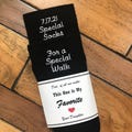 Father of the Bride Special Socks for a Special Walk Black Socks with Custom Embroidery,  Personalized Paper Wrapper Included