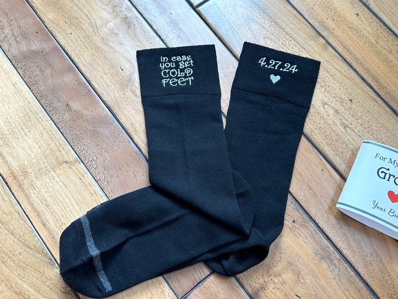 In case you get Cold Feet socks Personalized, Custom embroidery Groom Wedding Socks, Formal Socks for Groom, wediding Gift image 7