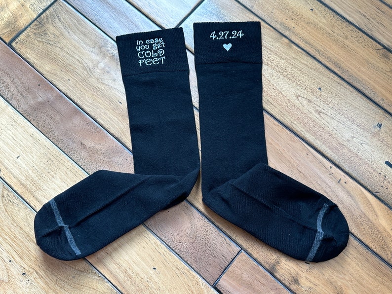 In case you get Cold Feet socks Personalized, Custom embroidery Groom Wedding Socks, Formal Socks for Groom, wediding Gift image 2