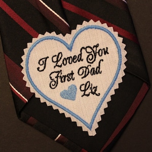 Custom Embroidered Tie Patch for Father of the Bride, Personalized Wedding Gift for Dad from Daughter, Heart-Shaped Label