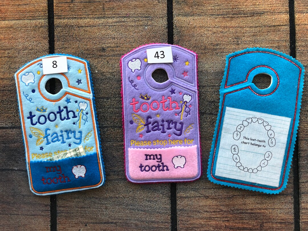 Tooth Fairy Door Hanger With Tooth Chart and Money Pocket, Replaces ...