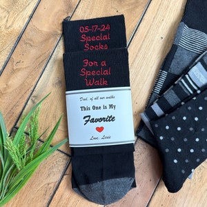 Father of the Bride Embroidered Wedding Socks, Special Socks for a Special Walk Dress Socks with Label, Father of the Bride Gift