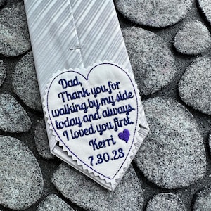 Father of the Bride Embroidered Tie Patch Personalized, Custom Suit label 2.9&quot; wide, wedding gift for dad, Father of the Bride Gift