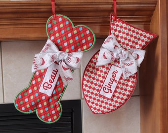 Dog Bone Stockings, personalized, custom name, Festive Pet Stocking, christmas stocking for dog,cat christmas stocking,Fish stocking for cat