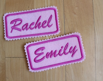 Set of 2 Custom Embroidered Felt Iron-on Name patch, 5x2 inches, Monogrammed Personalized name tag