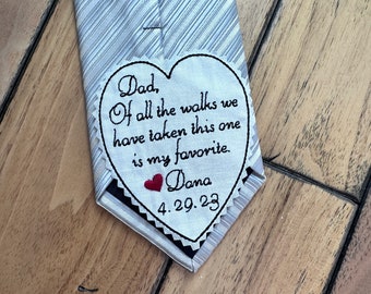 Custom Father of the Bride Tie Patch, Personalised Embroidered Heart Patch, Of all the walks Wedding Gift for Dad, iron on or sew on patch