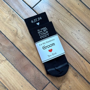 In case you get Cold Feet socks Personalized, Custom embroidery Groom Wedding Socks, Formal Socks for Groom, wediding Gift image 4