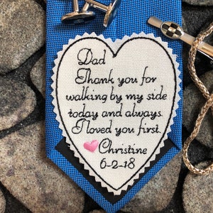 Father of Bride tie patch Personalized, Wedding Gift for Dad, Embroidered Patch, Iron on or sew-on Tie Label