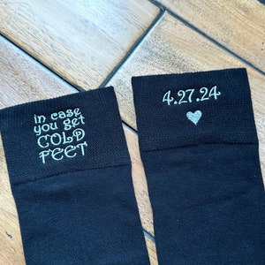 In case you get Cold Feet socks Personalized, Custom embroidery Groom Wedding Socks, Formal Socks for Groom, wediding Gift image 6