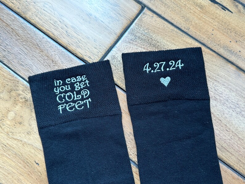 In case you get Cold Feet socks Personalized, Custom embroidery Groom Wedding Socks, Formal Socks for Groom, wediding Gift image 6