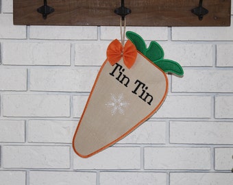 Personalized Carrot Christmas Stocking for Pets like Bunnies Rabbits Tortoise Hamster Mice Rat Guinea Pigs Turtles, Pet Holiday Stocking