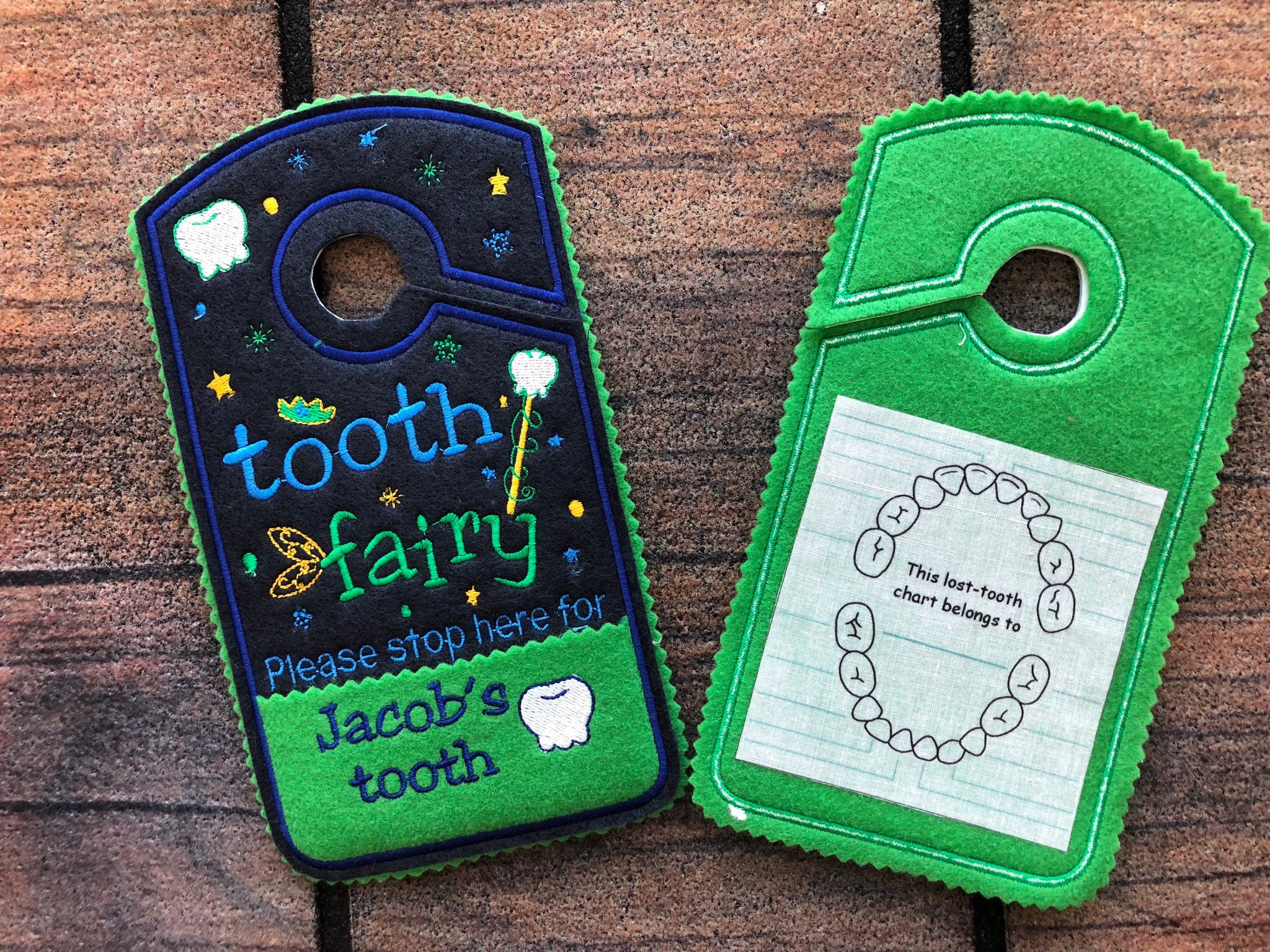 Tooth fairy door hanger personalized tooth pocket Please | Etsy