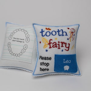 Personalized Tooth fairy pillow with tooth chart, Christmas Gift for Kids, Birthday gift kids, Stocking stuffer kids