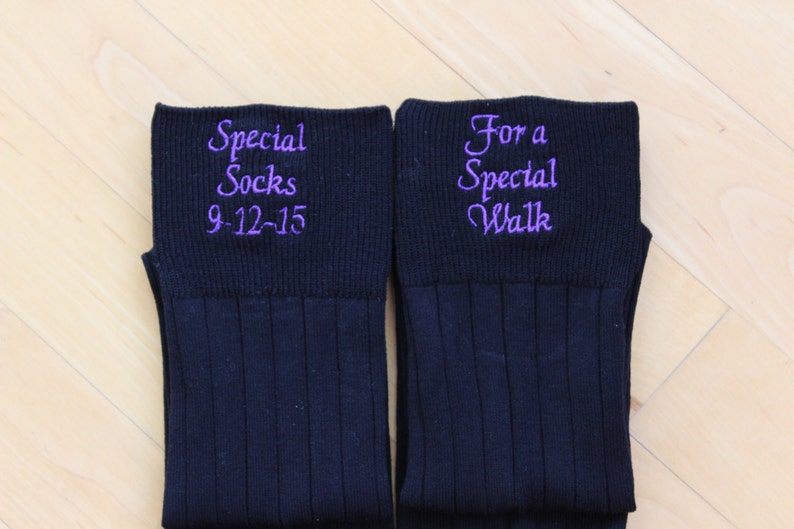 BLACK, BROWN, TAN Father of the Bride Socks, Gift, Special Socks Special Walk, Wedding Date. ,Monogrammed, Forever your little girl. F23LB9 image 2