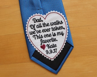 Father of the Bride Gift, Of all the walks, Embroidered Wedding Tie Patch, tie label, Heart Tie Patches.