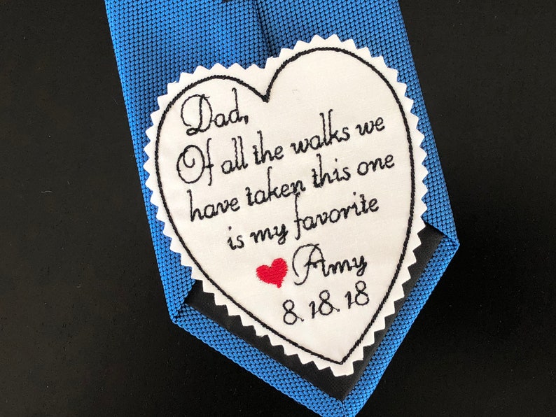Father of Bride Gift Of all the walks,Custom Tie Patch,Embroidered,iron on option Wedding Tie Patch Personalised Heart Tie Patch