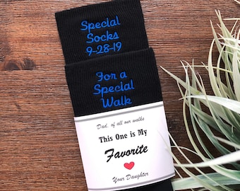 Father of the Bride Wedding Socks Custom Embroidered, Special Socks for a Special Walk Personalized Black Socks, Dad Wedding Gift