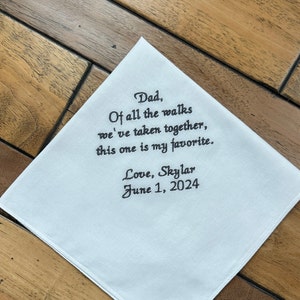 Father of the Bride Pocket Square Personalized Gift, Custom Embroidered Wedding Handkerchief for Dad, Dad of all the walk we&#39;ve taken