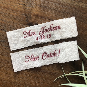 Wedding Garters, Bride Garters, Custom Mrs Monogrammed Garters, Bride Garter. Bridal Lace, Custom, Plus Size, Petite Size