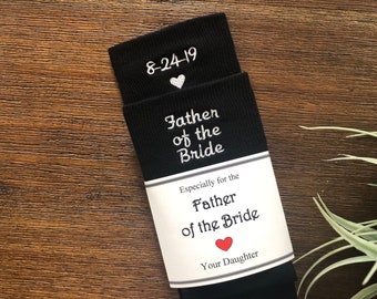 Regalo personalizzato per il padre della sposa, calzini nuziali ricamati con involucro, regalo di nozze per papà, accessori per abiti da uomo