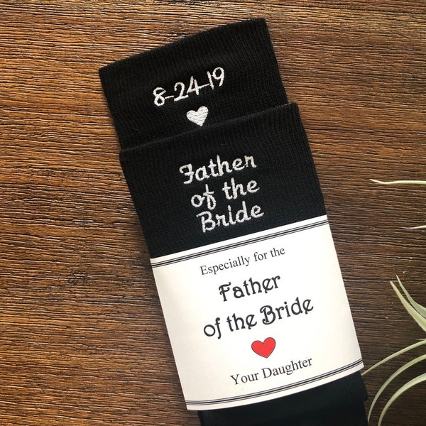 Father of the Bride Gift Personalized, Embroidered Wedding socks with wrapper, Wedding Gift for Dad, Men suit accessories
