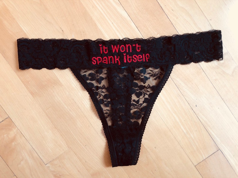 It won't spank itself black lace Anniversary Undies | Etsy