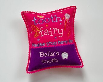 Personalized Tooth Fairy Pillow with Tooth Chart Pocket