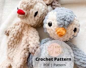 Deer + Penguin Crochet Pattern, winter critter, snuggler, kids toy, baby shower