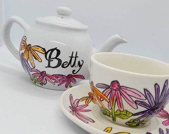 Teeset personalisiert, Teeset personalisiert, Teeset handbemalt, Teeset personalisiert, Geschenk für Sie, Unikat