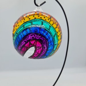 Hand painted rainbow glass tealight holder with stand, rainbow gift, glass art, hand painted glass, Xmas gift, candle holder, unique gift
