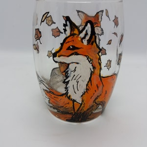 Fox whisky tumbler, hand painted fox whisky glass, hand painted whisky glass, fox decor, whisky gift, Xmas gift, fox gift, whisky drinker