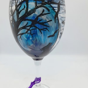 Gothic wine glass, goth decor, alternative decor, wolf wine glass, dark art, hand painted wine glass, Xmas gift