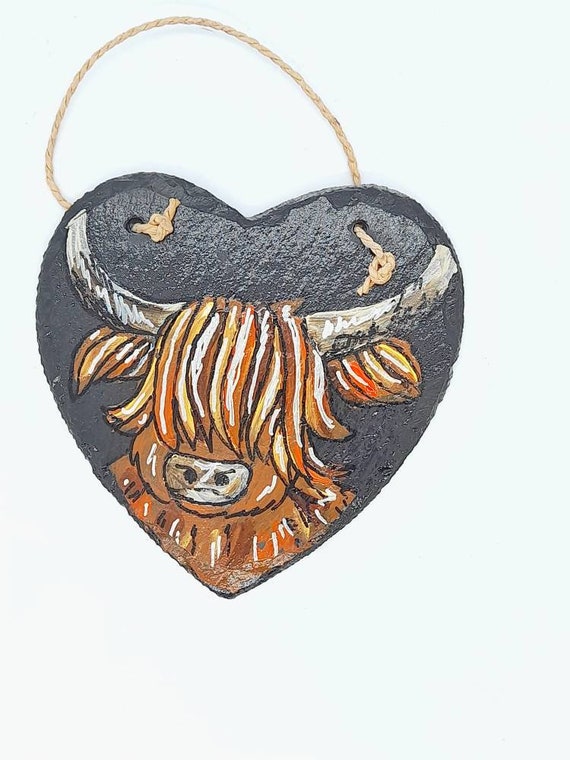 Hand Painted Slate Hairy Coo Wall Plaque Highland Cow Wall Etsy UK