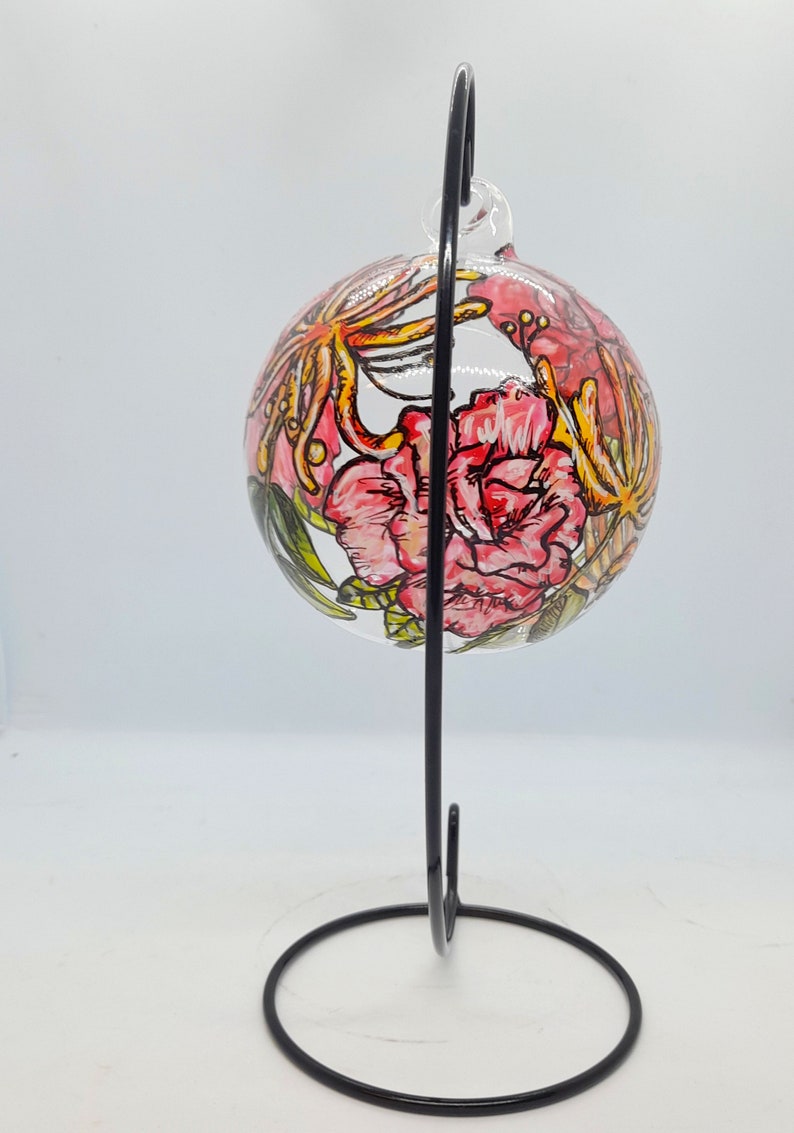 June Birth Flower Hand Painted Glass Hanging Tealight Holder With Stand ...