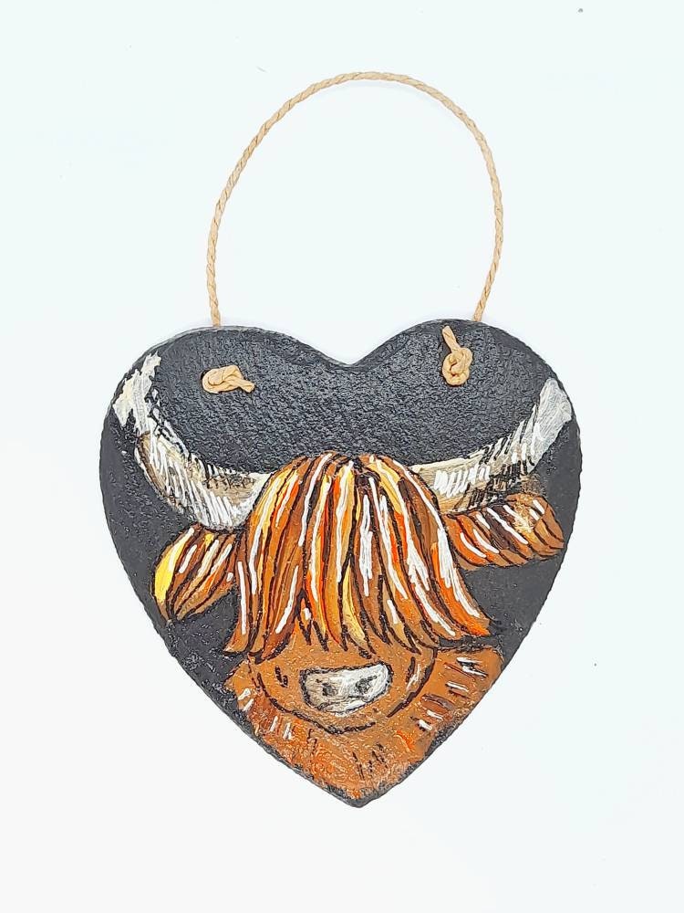 Hand Painted Slate Hairy Coo Wall Plaque Highland Cow Wall Etsy UK
