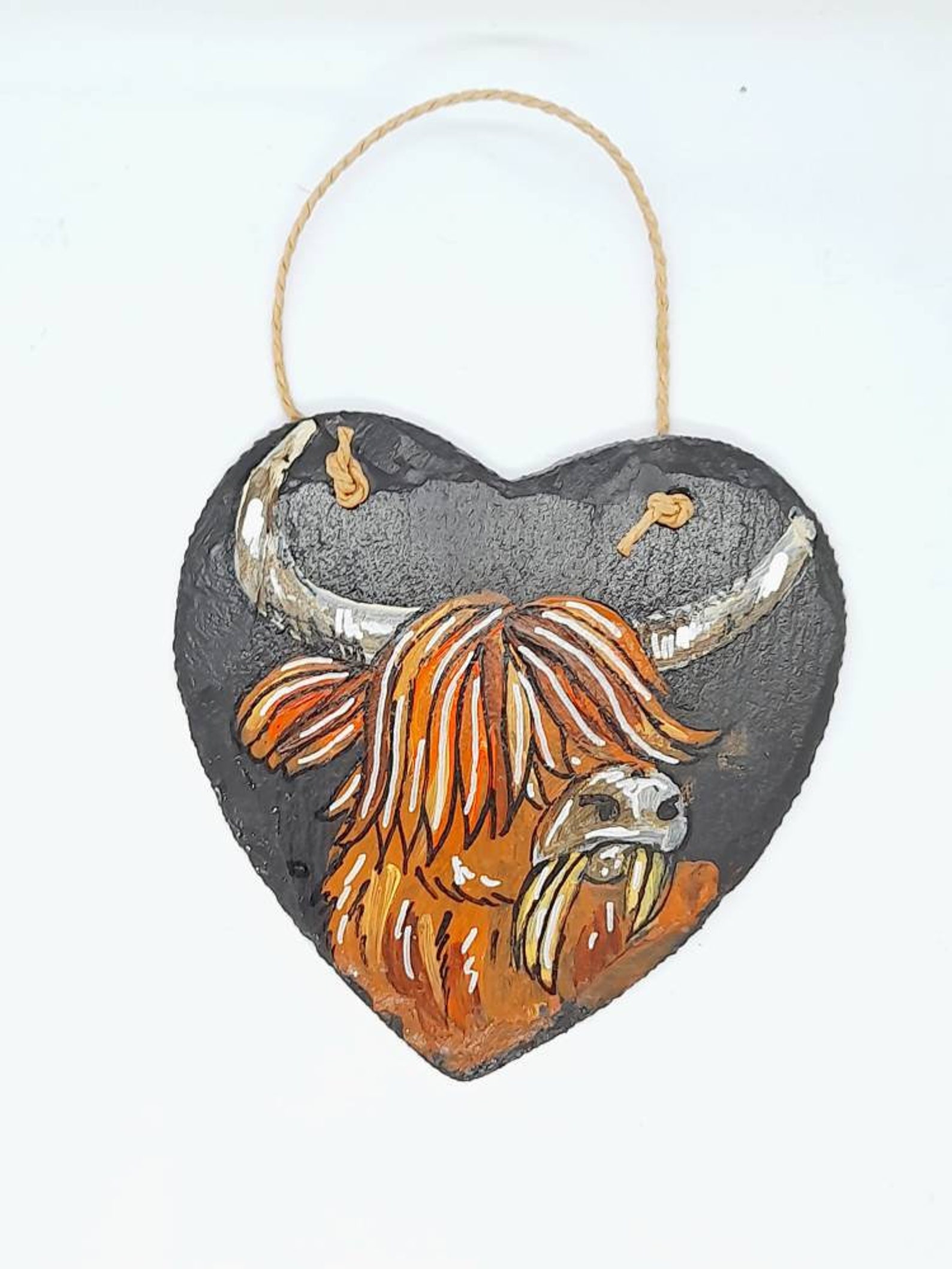 Hand Painted Slate, Hairy Coo Wall Plaque, Highland Cow Wall Hanging
