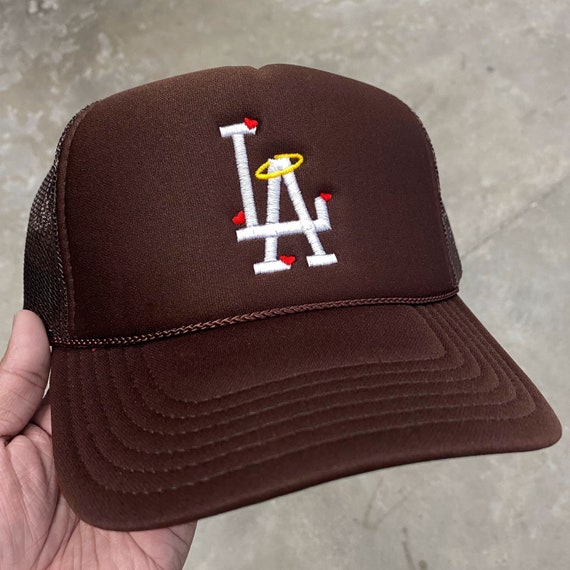 LA Trucker Hat Los Angeles Baseball Hat Cap Hearts 