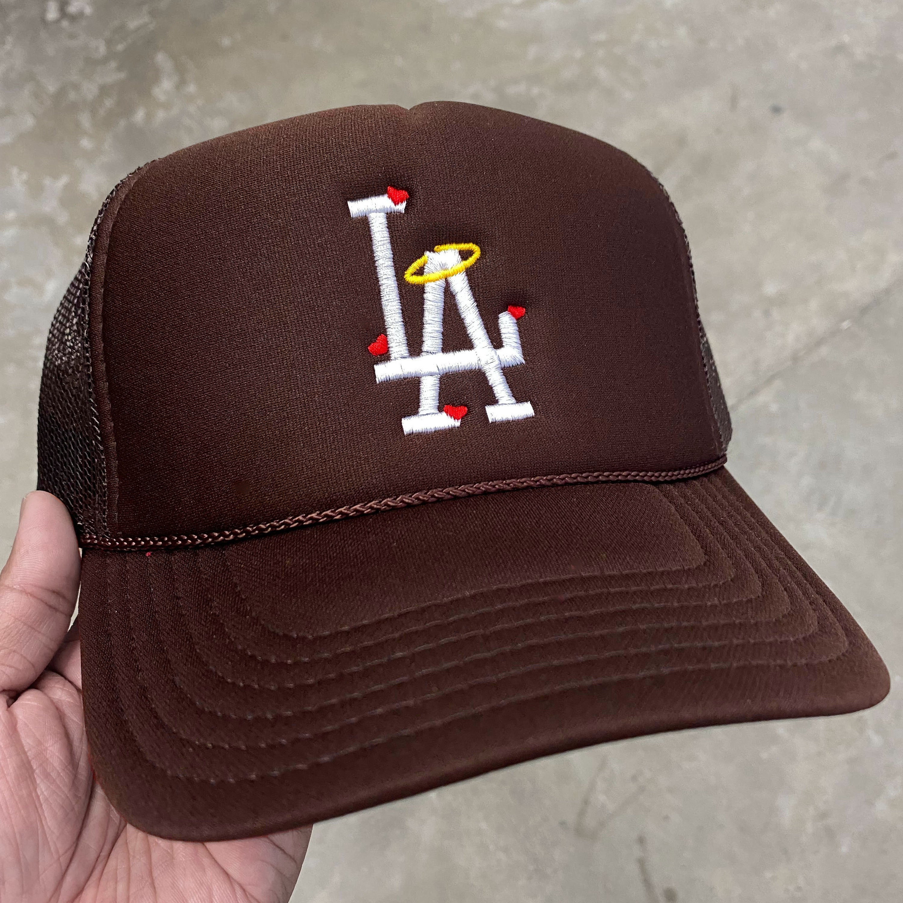 LA Los-Angeles Dodgers Hat Cap Strap-Back Black Blue Fire Pattern