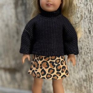 Fits 6" American Girl mini doll: leopard print skirt with turtleneck