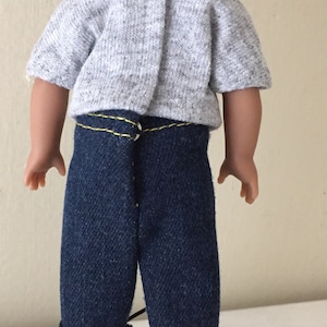 6 inch mini doll clothes: tee shirt with flag and denim jeans 画像 4